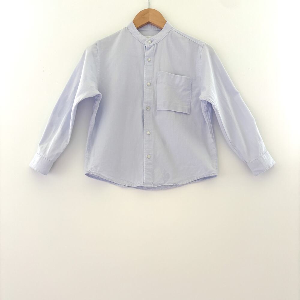 Zara, Boys, Band Collar Shirt, Size 7, Pale blue